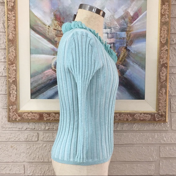 Sandra King Lifestyle Sequins Ruffle Neckline Top - Picture 5 of 11